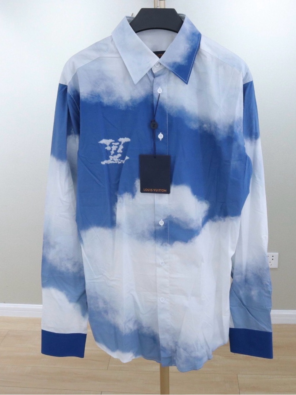 Louis Vuitton Blue & White Cloud-Print Button-Down Shirt
